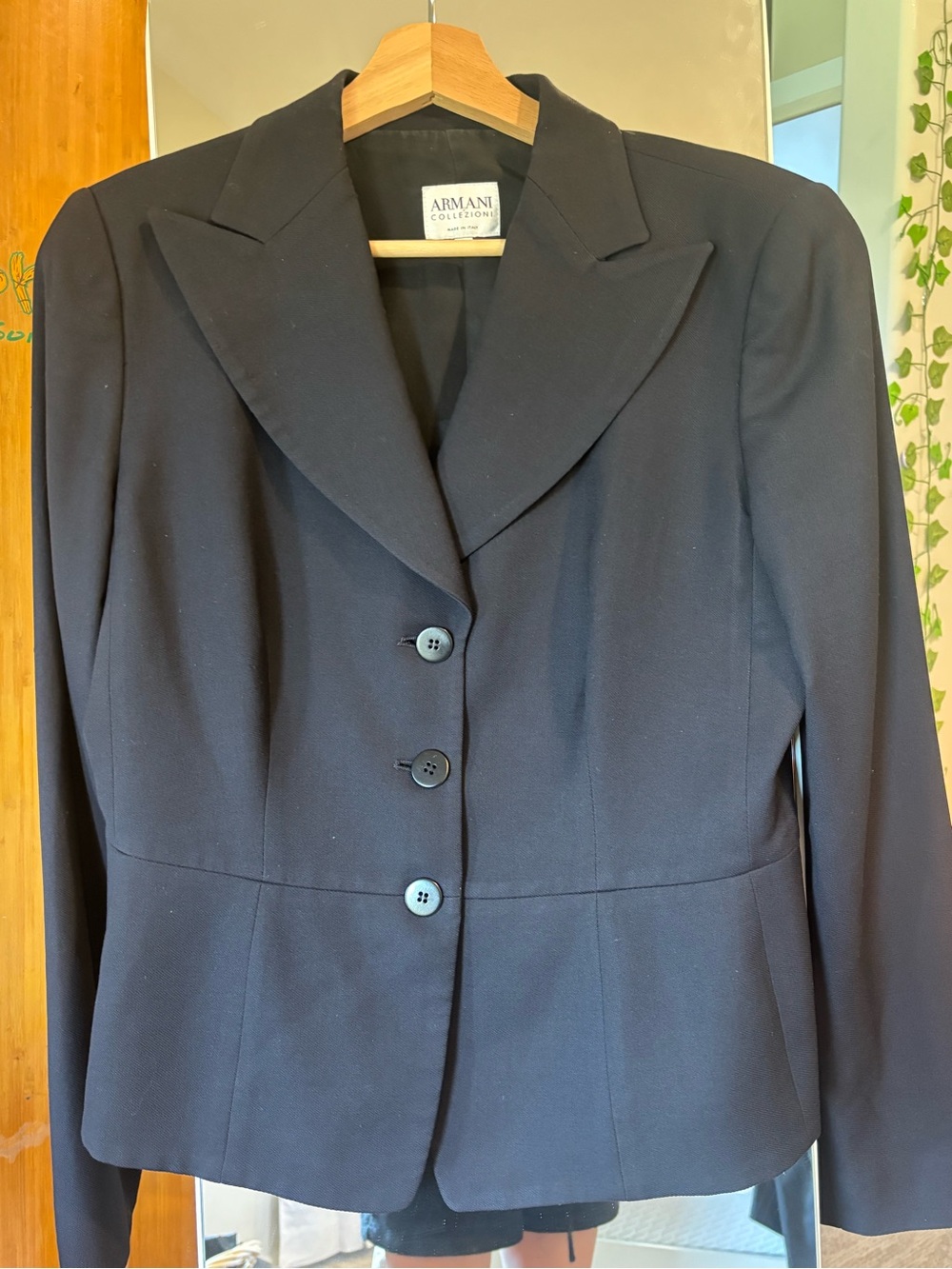 Armani Collezioni Black Structured Three-Button Women's Peplum Blazer size 10